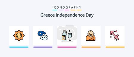 Illustration for Greece Independence Day Line Filled 5 Icon Pack Including harp. culture. bank. ireland. bottle. Creative Icons Design - Royalty Free Image