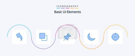 Ilustración de Basic Ui Elements Blue 5 Icon Pack Including goal. archer. paper. natural. night - Imagen libre de derechos