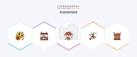 Illustration for Investment 25 FilledLine icon pack including . property. insurance. price. money - Royalty Free Image