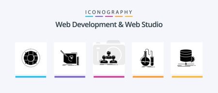 Ilustración de Web Development And Web Studio Glyph 5 Icon Pack Including flask. analysis. page. team. group. Creative Icons Design - Imagen libre de derechos