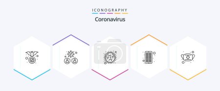 Illustration for Coronavirus 25 Line icon pack including medical. antivirus. user. virus. disease - Royalty Free Image