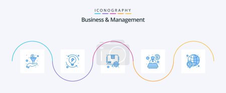 Illustration for Business And Management Blue 5 Icon Pack Including money. finance. package. dollar. consultant - Royalty Free Image
