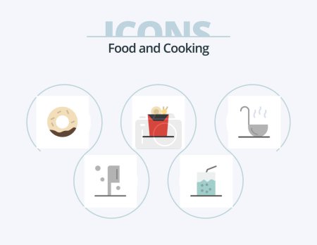 Téléchargez les illustrations : Food Flat Icon Pack 5 Icon Design. . . food. spoon. kitchen - en licence libre de droit