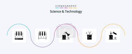 Illustration for Science And Technology Glyph 5 Icon Pack Including chemistry. chemical. science of matter. raw information. data filtering - Royalty Free Image