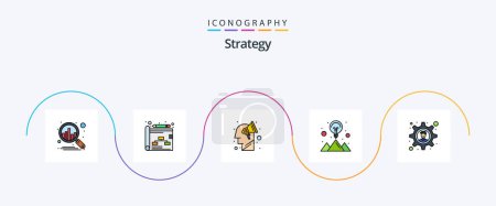 Illustration for Strategy Line Filled Flat 5 Icon Pack Including business solution. brainstorming. strategy. strategy solution. idea - Royalty Free Image