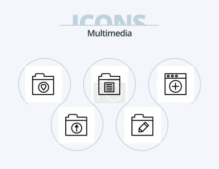 Ilustración de Multimedia Line Icon Pack 5 Icon Design. . . folder. lock. encryption - Imagen libre de derechos