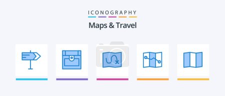 Ilustración de Maps and Travel Blue 5 Icon Pack Including . target. map. Creative Icons Design - Imagen libre de derechos