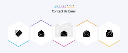 Illustration for Email 25 Glyph icon pack including email. compose. mail. text. mail - Royalty Free Image