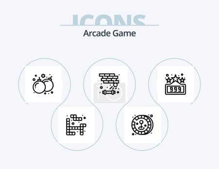 Ilustración de Arcade Line Icon Pack 5 Icon Design. ticket. game. joystick. fun. cubes - Imagen libre de derechos