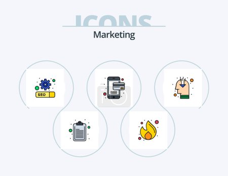 Téléchargez les illustrations : Marketing Line Filled Icon Pack 5 Icon Design. discussion. webpage. dollar. web setting. spanner - en licence libre de droit