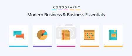 Téléchargez les illustrations : Modern Business And Business Essentials Flat 5 Icon Pack Including paper. edit. business. document. graph. Creative Icons Design - en licence libre de droit