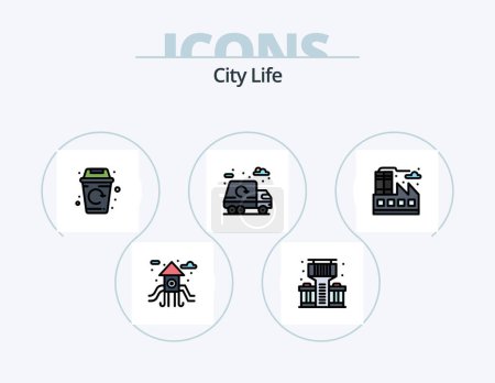 Illustration for City Life Line Filled Icon Pack 5 Icon Design. . light. life. life. school - Royalty Free Image