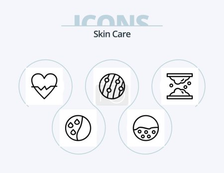 Illustration for Skin Line Icon Pack 5 Icon Design. natural. herbs. skincare. cosmetic herbs. protein - Royalty Free Image