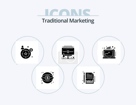 Téléchargez les illustrations : Traditional Marketing Glyph Icon Pack 5 Icon Design. demand. billboard. sheet. advertising. ads - en licence libre de droit