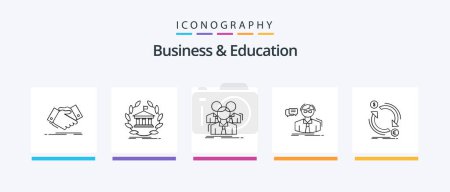 Téléchargez les illustrations : Business And Education Line 5 Icon Pack Including group. student. depression. support. online. Creative Icons Design - en licence libre de droit