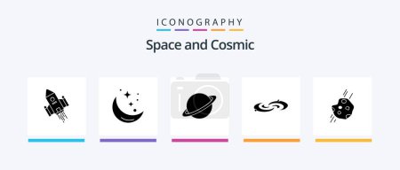 Ilustración de Space Glyph 5 Icon Pack Including astronomy. mars. weather. flag. space. Creative Icons Design - Imagen libre de derechos