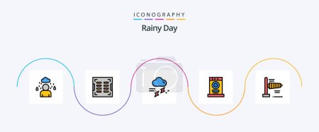 Illustration for Rainy Line Filled Flat 5 Icon Pack Including wind. machine. rain. furniture. clothes - Royalty Free Image