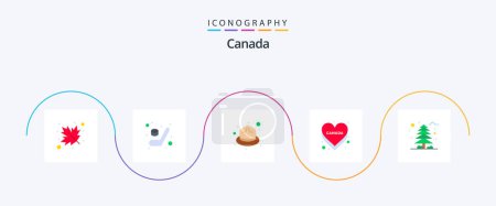 Téléchargez les illustrations : Canada Flat 5 Icon Pack Including jungle. nation. cold. flag. love - en licence libre de droit