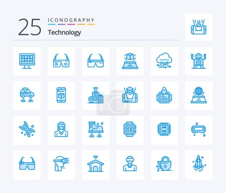 Illustration for Technology 25 Blue Color icon pack including technology. technology. 3d. manage. presentation - Royalty Free Image