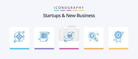 Ilustración de Startups And New Business Blue 5 Icon Pack Including star. badge. graph. medal. budget. Creative Icons Design - Imagen libre de derechos