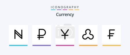 Ilustración de Currency Line Filled 5 Icon Pack Including . currency . dollar. manat . yuan. Creative Icons Design - Imagen libre de derechos