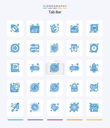 Illustration for Creative Tab Bar 25 Blue icon pack  Such As notebook. management. nature. digital. wallet - Royalty Free Image