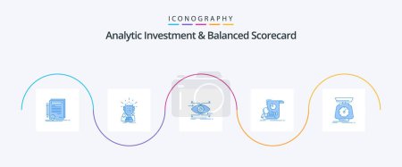 Téléchargez les illustrations : Analytic Investment And Balanced Scorecard Blue 5 Icon Pack Including business. analysis. prize. vision. focus - en licence libre de droit