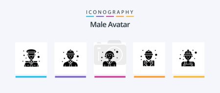 Illustration for Male Avatar Glyph 5 Icon Pack Including labour. manager. delivery. labour. engineer. Creative Icons Design - Royalty Free Image