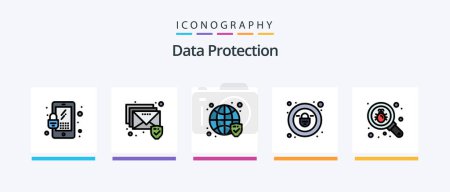 Illustration for Data Protection Line Filled 5 Icon Pack Including print. crime. file. security. cloud. Creative Icons Design - Royalty Free Image
