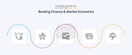 Téléchargez les illustrations : Banking Finance And Market Economics Line 5 Icon Pack Including business. banking. grow. accounting. raise - en licence libre de droit
