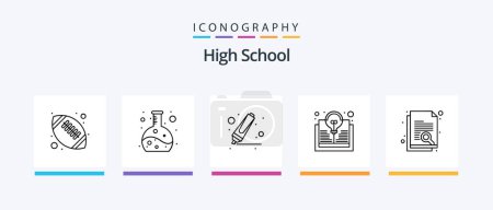 Illustration for High School Line 5 Icon Pack Including study. lecture. measurement. graduation cap. education. Creative Icons Design - Royalty Free Image