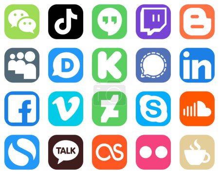 Illustration for 20 Professional Social Media Icons such as signal. twitch. funding and disqus icons. Gradient Icon Bundle - Royalty Free Image