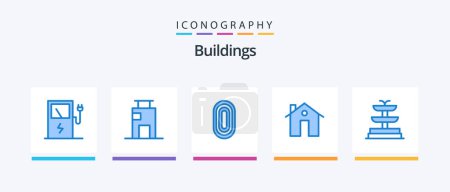 Illustration for Buildings Blue 5 Icon Pack Including construction. building. adornment. apartment. rug. Creative Icons Design - Royalty Free Image