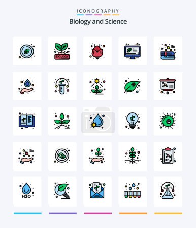 Illustration for Creative Biology 25 Line FIlled icon pack  Such As chemistry. energy. plant. efficient. desktop - Royalty Free Image