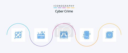 Illustration for Cyber Crime Blue 5 Icon Pack Including antivirus. lock. connection. encryption. security - Royalty Free Image