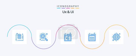 Téléchargez les illustrations : Ux And Ui Blue 5 Icon Pack Including goal. user interface design. flow. ui sliders. website - en licence libre de droit