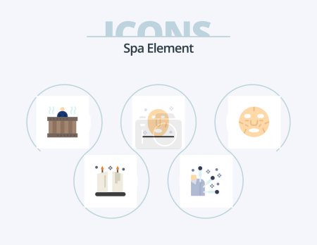 Illustration for Spa Element Flat Icon Pack 5 Icon Design. face. beauty. massage. spa. facial - Royalty Free Image