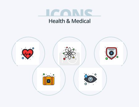Ilustración de Health And Medical Line Filled Icon Pack 5 Icon Design. . hospital. drugs. clinic. medicine - Imagen libre de derechos