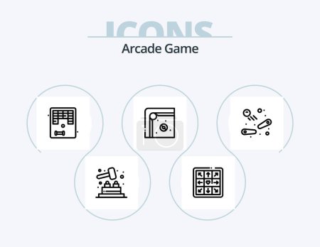 Ilustración de Arcade Line Icon Pack 5 Icon Design. party. brick. bar. play. fun - Imagen libre de derechos