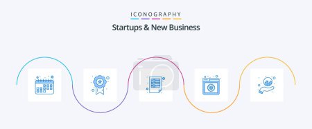 Téléchargez les illustrations : Startups And New Business Blue 5 Icon Pack Including . hand. papers. graph. web development - en licence libre de droit