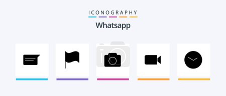 Téléchargez les illustrations : Whatsapp Glyph 5 Icon Pack Including . image. clock. watch. Creative Icons Design - en licence libre de droit