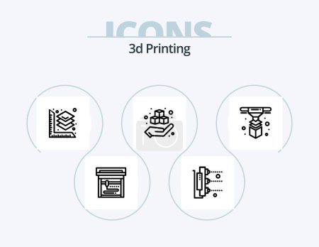 Ilustración de 3d Printing Line Icon Pack 5 Icon Design. printing. printing. scanner. print. globe - Imagen libre de derechos