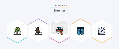Ilustración de Summer 25 FilledLine icon pack including direction. summer. fun. pool. water - Imagen libre de derechos