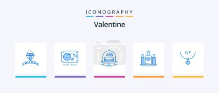 Illustration for Valentine Blue 5 Icon Pack Including love. wedding. cake. heart. candle. Creative Icons Design - Royalty Free Image