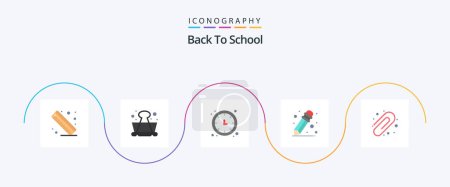 Illustration for Back To School Flat 5 Icon Pack Including . education. time. back to school. pencil - Royalty Free Image