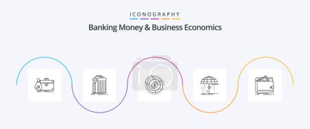 Téléchargez les illustrations : Banking Money And Business Economics Line 5 Icon Pack Including insurance. finance. federal. graph. diagram - en licence libre de droit