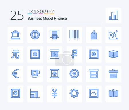 Téléchargez les illustrations : Finance 25 Blue Color icon pack including chart. tag. card. price. finance - en licence libre de droit