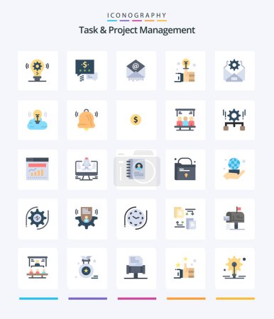 Ilustración de Creative Task And Project Management 25 Flat icon pack  Such As gear. mail. mail. smart. hand - Imagen libre de derechos