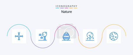 Illustration for Nature Blue 5 Icon Pack Including . nature. nature. moon. lotus - Royalty Free Image