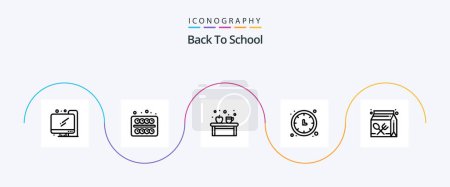 Illustration for Back To School Line 5 Icon Pack Including carton. timer. cup. time keeper. clock - Royalty Free Image
